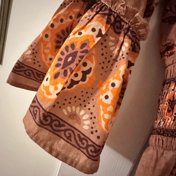 Bohemian Long Sleeve Dress in Brown Paisley size S - Picture 4 of 6